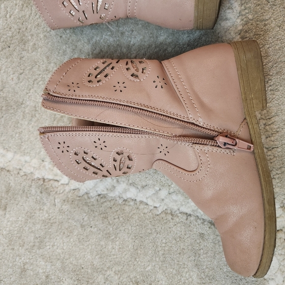 Girls Size 10 Rachel Shoes Pink Cowboy  Boots Butterfly Detail Glitter Zippers - Picture 9 of 13